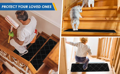 Stair Tread Carpet Mats Self Adhesive Non-Slip Water Absorption Stair Mat Step Rugs Safety Mute Floor Mats Pad