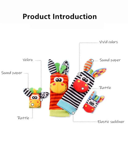 Baby Rattle Socks & Wrist Set – 4-Pack Sensory Toy