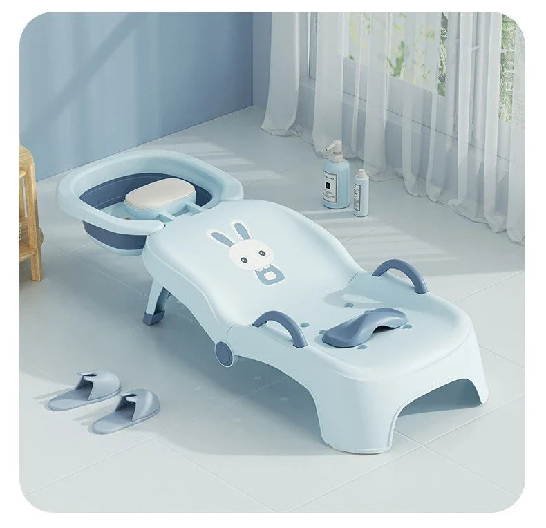 Children's Foldable Hair Washing Chair – Cartoon Shower Stool for Kids at Home