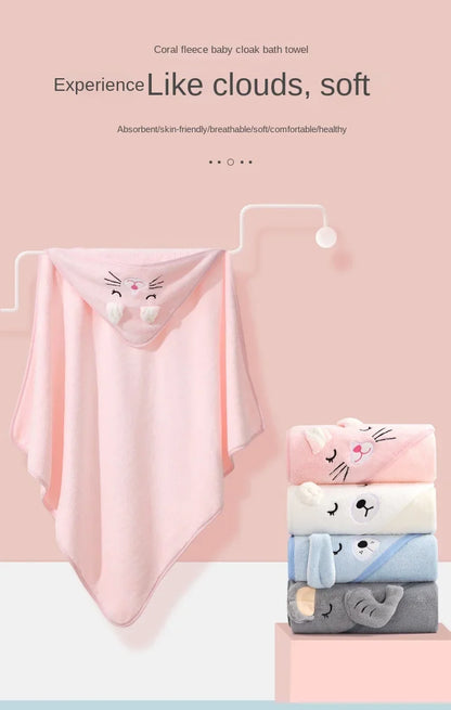 Baby Hooded Bath Towel – Super Soft Absorbent Bathrobe Blanket 80×80cm for Newborns