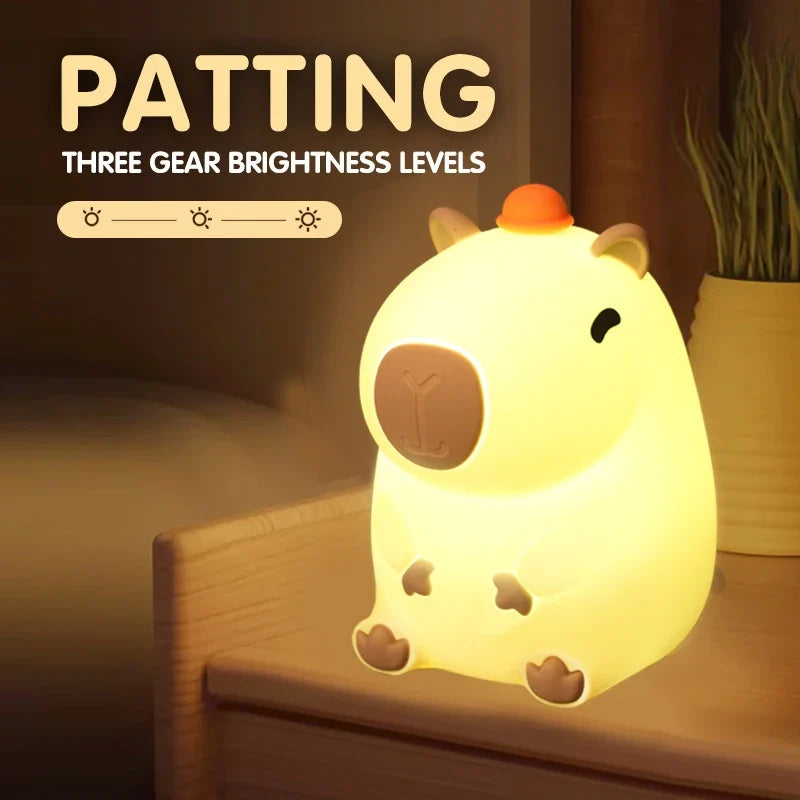 Capybara Silicone Night Light – USB Rechargeable Bedside Lamp