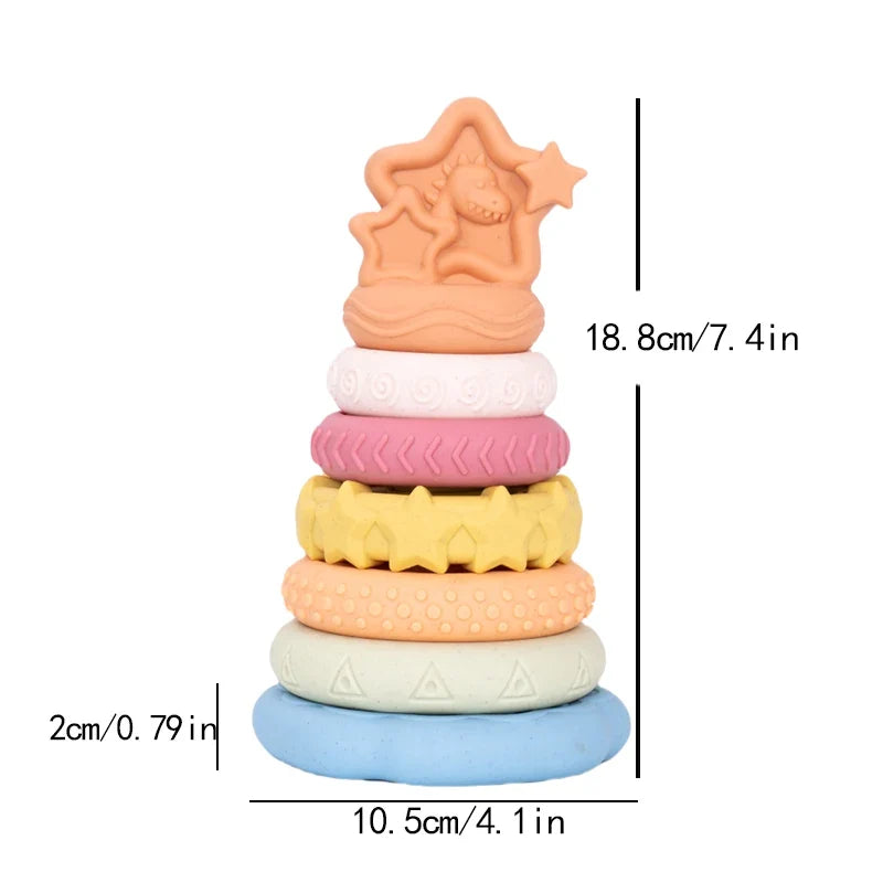Dinosaur Stacking Tower Toy – Montessori Nesting Rings