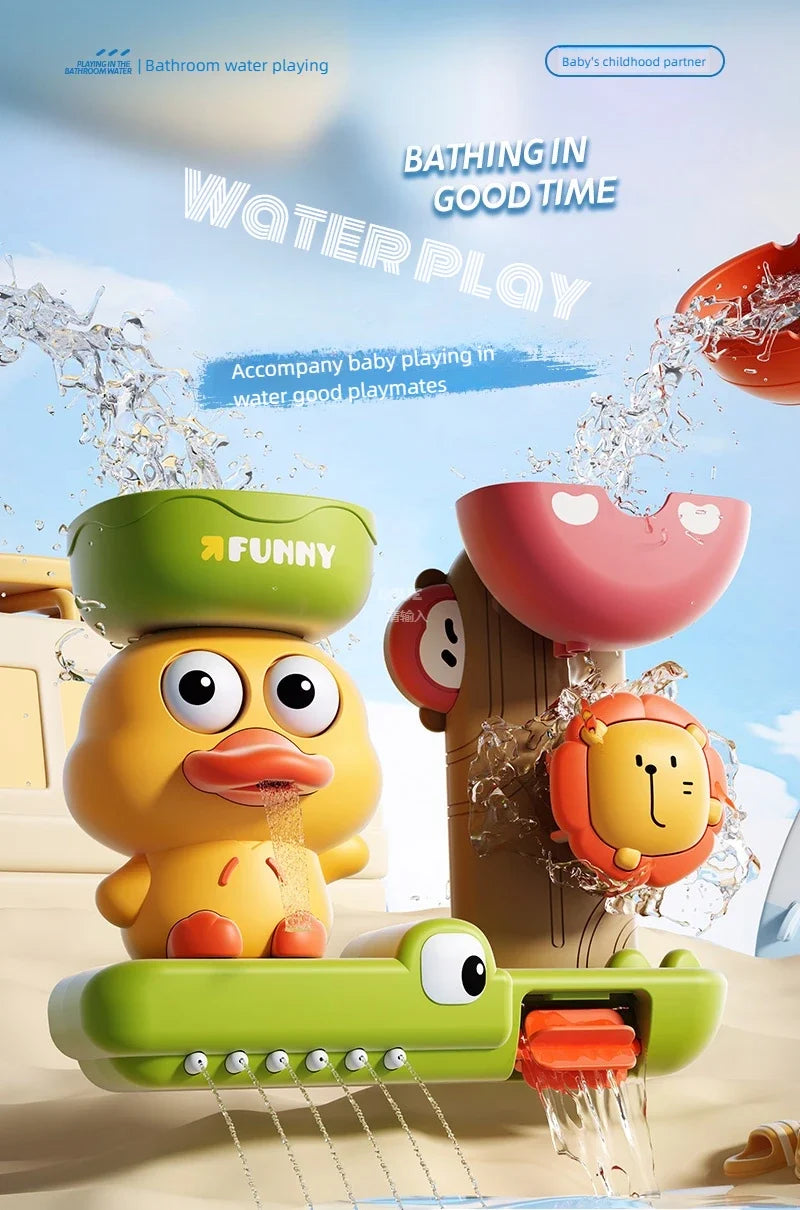 Duck & Flower Baby Bath Waterwheel Toy – Suction Cup Bathtub Toy for Kids 0–6 Years