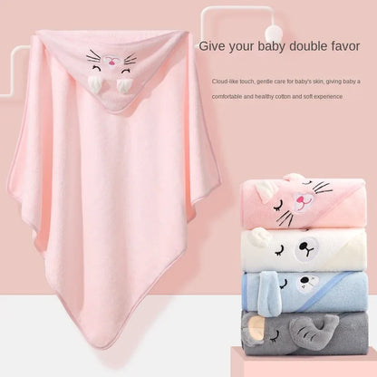 Baby Hooded Bath Towel – Super Soft Absorbent Bathrobe Blanket 80×80cm for Newborns