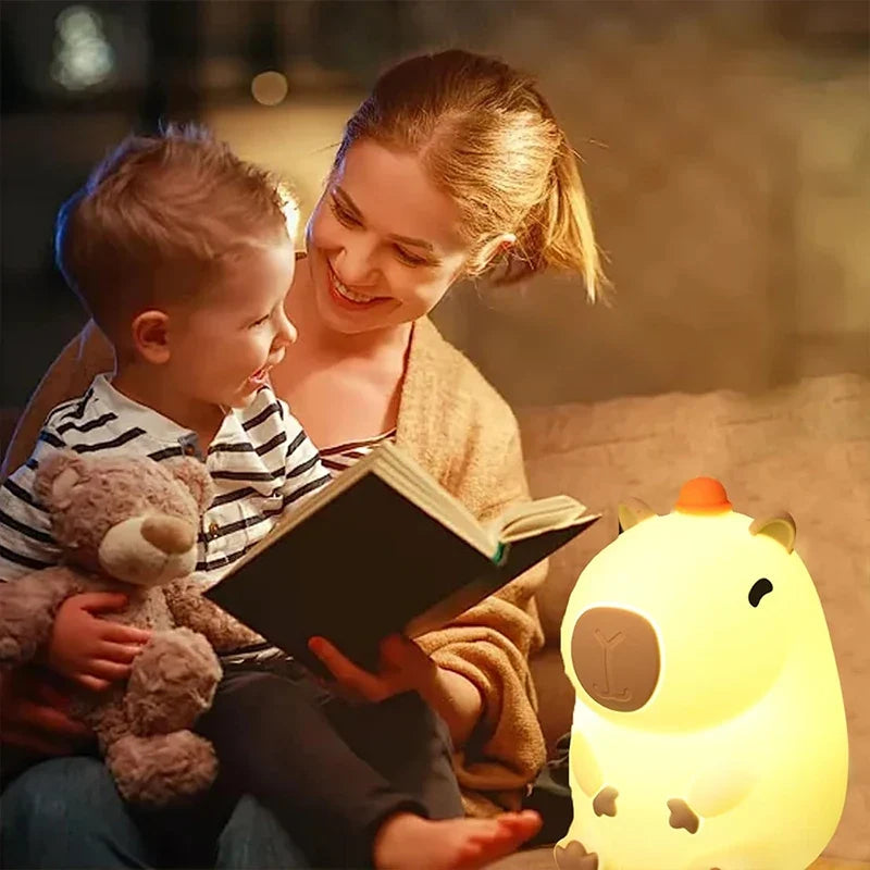 Capybara Silicone Night Light – USB Rechargeable Bedside Lamp