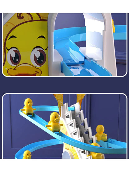 Electric Duckling Stair Climbing Toy – Musical Duck Slide