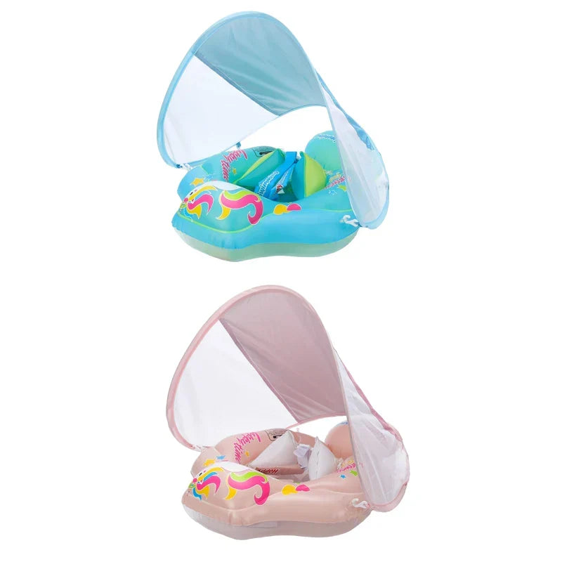 Baby Swimming Pool Float With Canopy Inflatable Infant Floating Ring Kids Swim Circle Bathing Summer Toys