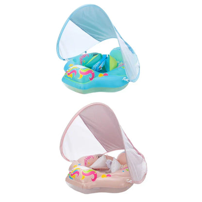 Baby Swimming Pool Float With Canopy Inflatable Infant Floating Ring Kids Swim Circle Bathing Summer Toys