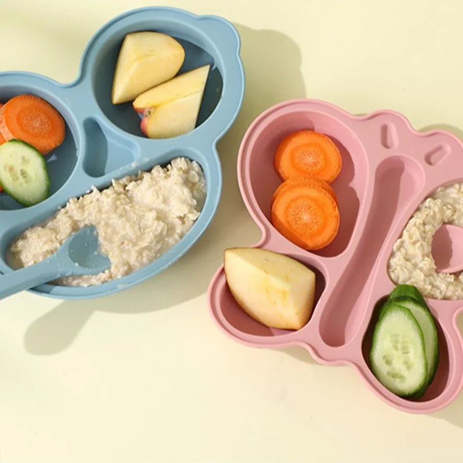 Baby Silicone Plate & Bowl Set – 2pc Non-Slip Suction