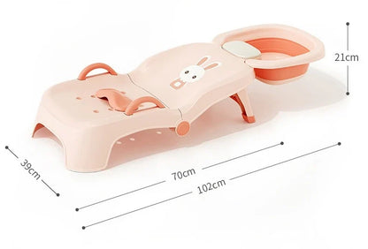 Children's Foldable Hair Washing Chair – Cartoon Shower Stool for Kids at Home