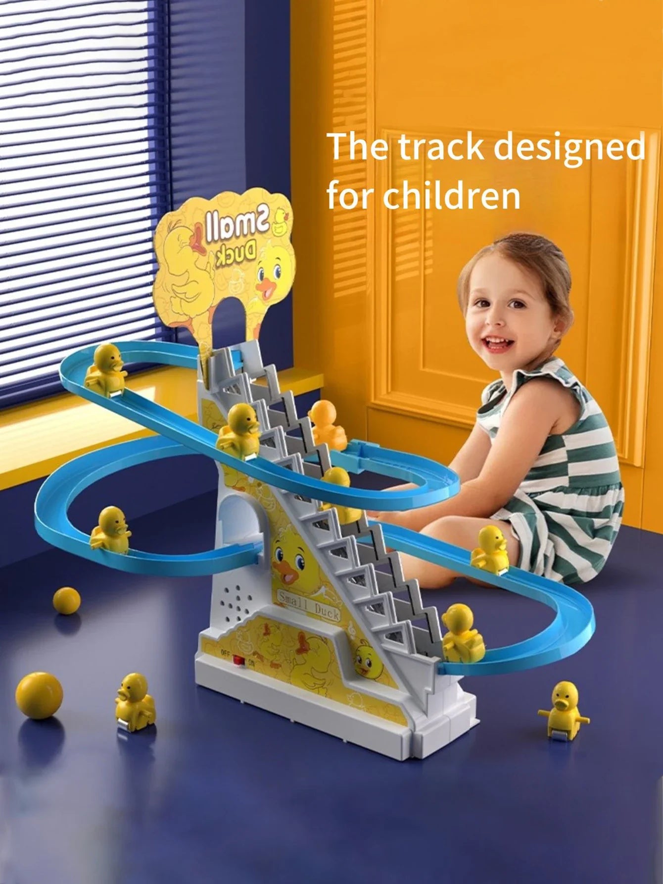 Electric Duckling Stair Climbing Toy – Musical Duck Slide