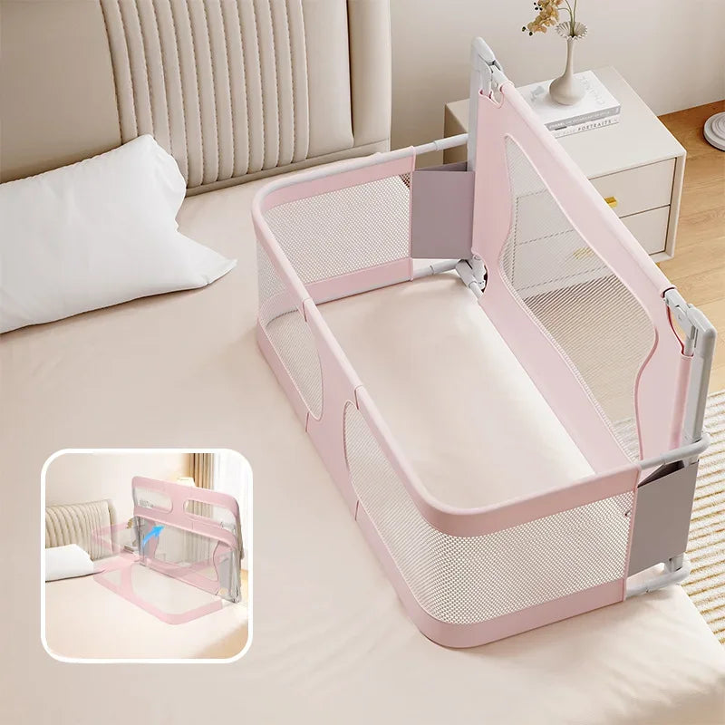 Baby Bedside Breathable Foldable Bassinet Bed Crib with Visible Mesh Window and Soft Washable Liner Cover