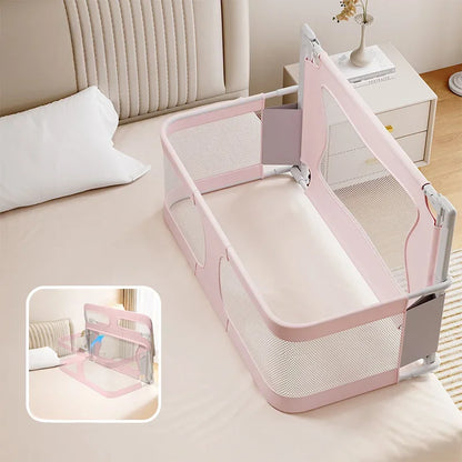 Baby Bedside Breathable Foldable Bassinet Bed Crib with Visible Mesh Window and Soft Washable Liner Cover