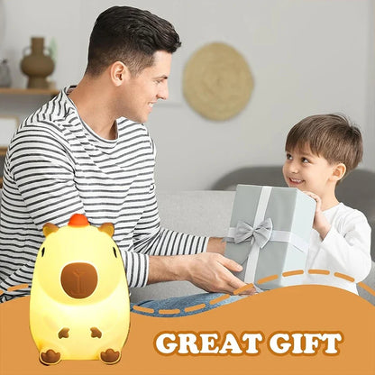 Capybara Silicone Night Light – USB Rechargeable Bedside Lamp