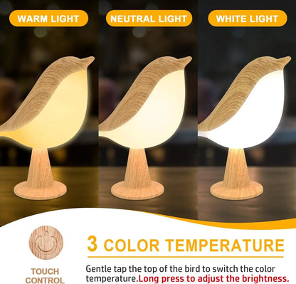 Bird Touch Bedside Lamp for Kids – USB Rechargeable Night Light
