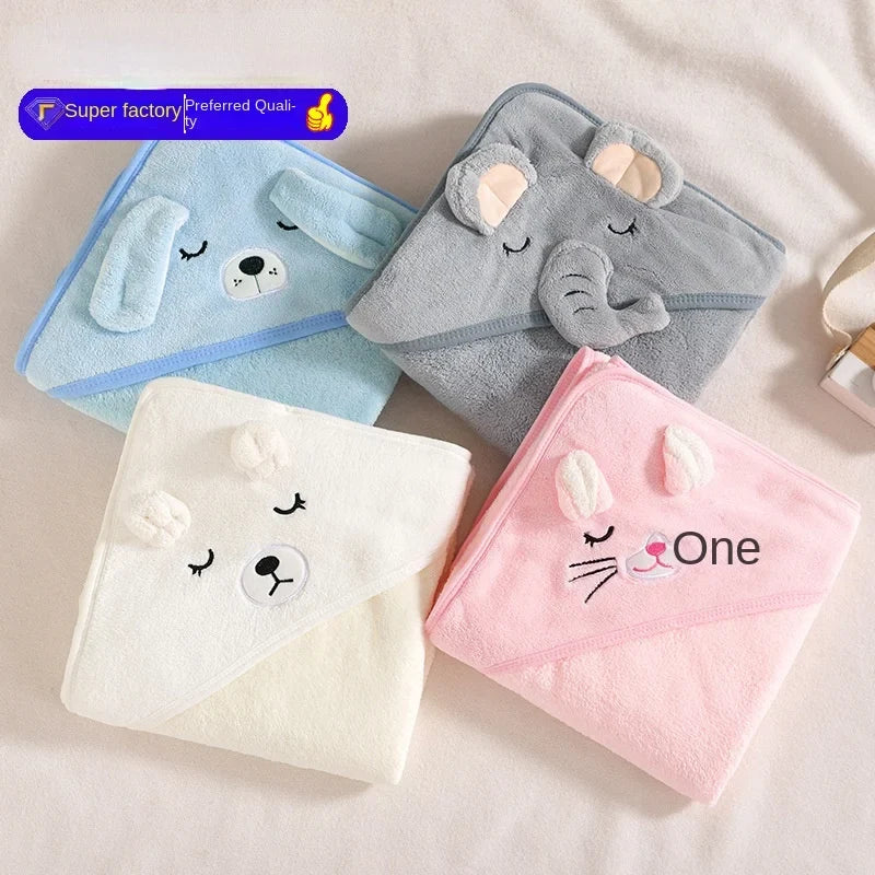 Baby Hooded Bath Towel – Super Soft Absorbent Bathrobe Blanket 80×80cm for Newborns