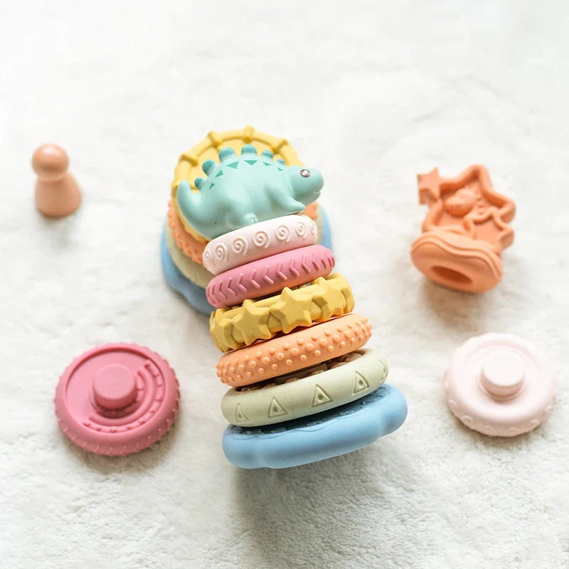 Dinosaur Stacking Tower Toy – Montessori Nesting Rings