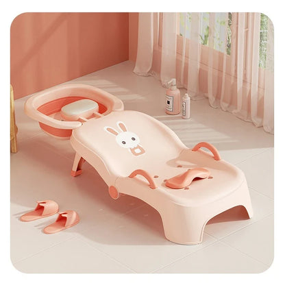 Children's Foldable Hair Washing Chair – Cartoon Shower Stool for Kids at Home