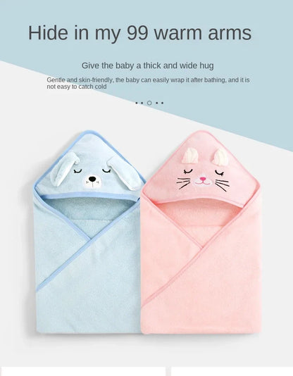 Baby Hooded Bath Towel – Super Soft Absorbent Bathrobe Blanket 80×80cm for Newborns