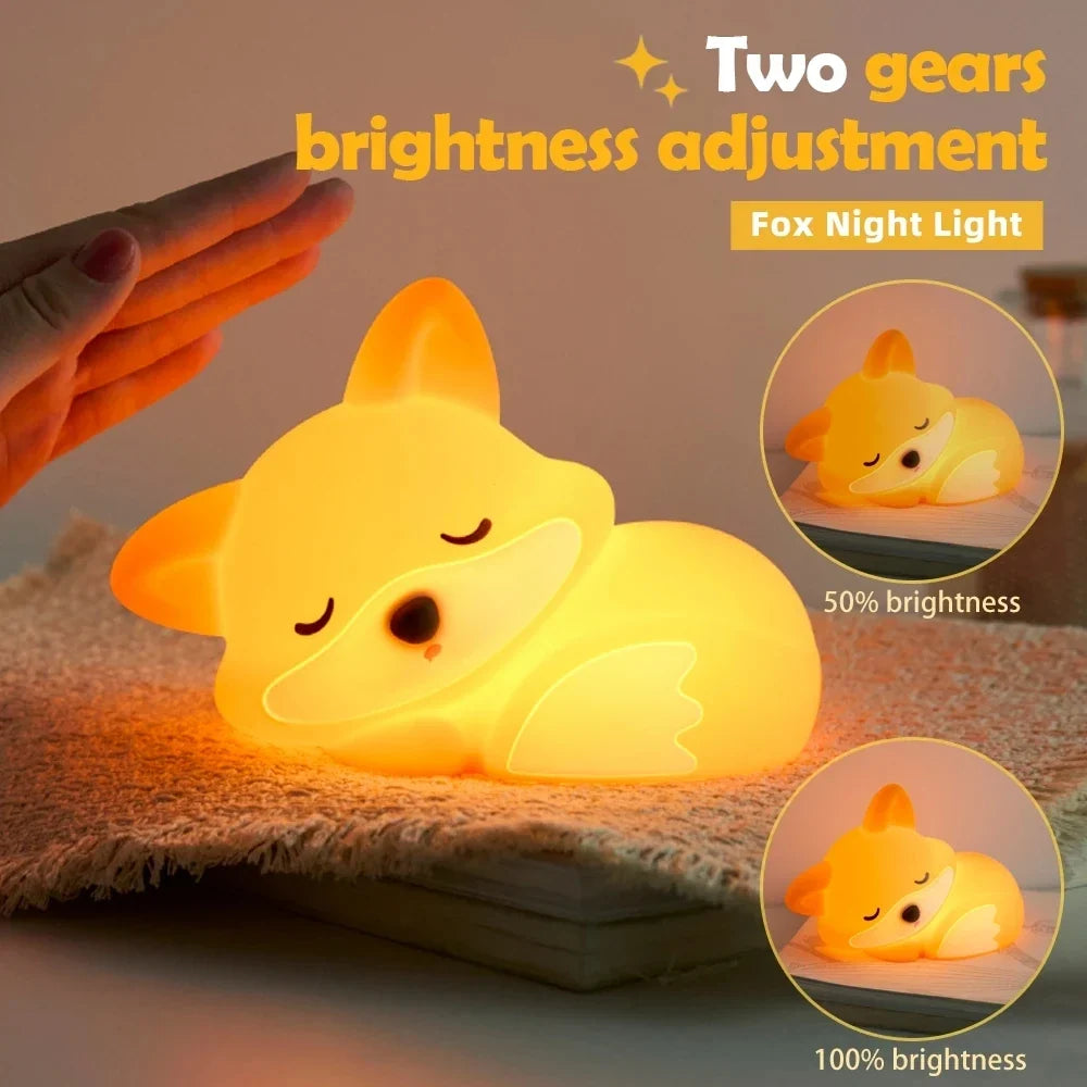 Silicone Animal Night Light – USB Rechargeable Bedside Lamp