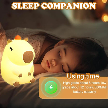 Capybara Silicone Night Light – USB Rechargeable Bedside Lamp