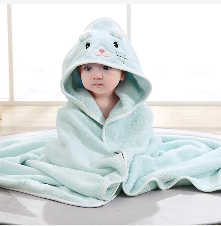 Baby Hooded Bath Towel – Super Soft Absorbent Bathrobe Blanket 80×80cm for Newborns