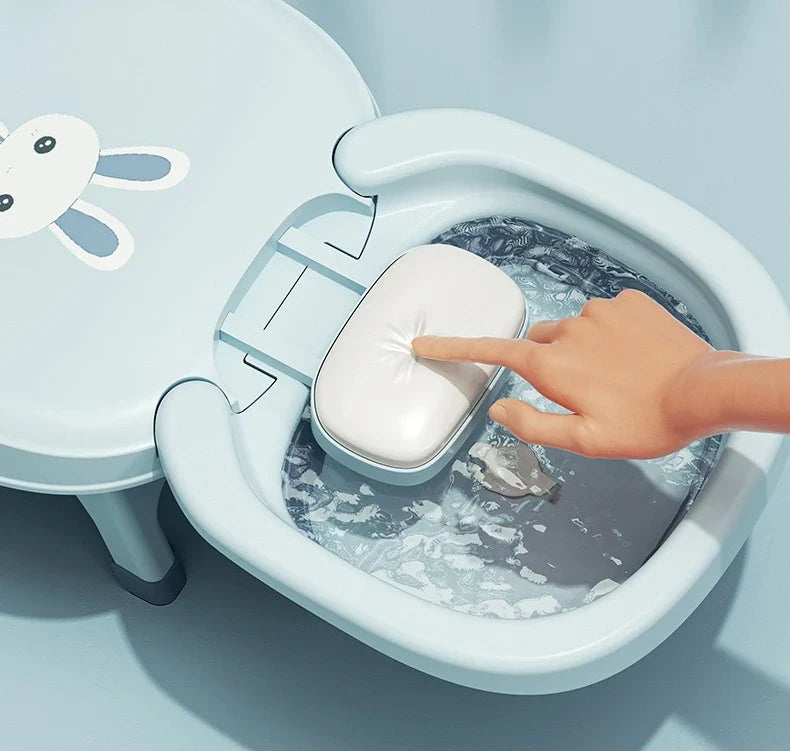 Children's Foldable Hair Washing Chair – Cartoon Shower Stool for Kids at Home