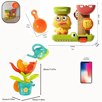 Duck & Flower Baby Bath Waterwheel Toy – Suction Cup Bathtub Toy for Kids 0–6 Years
