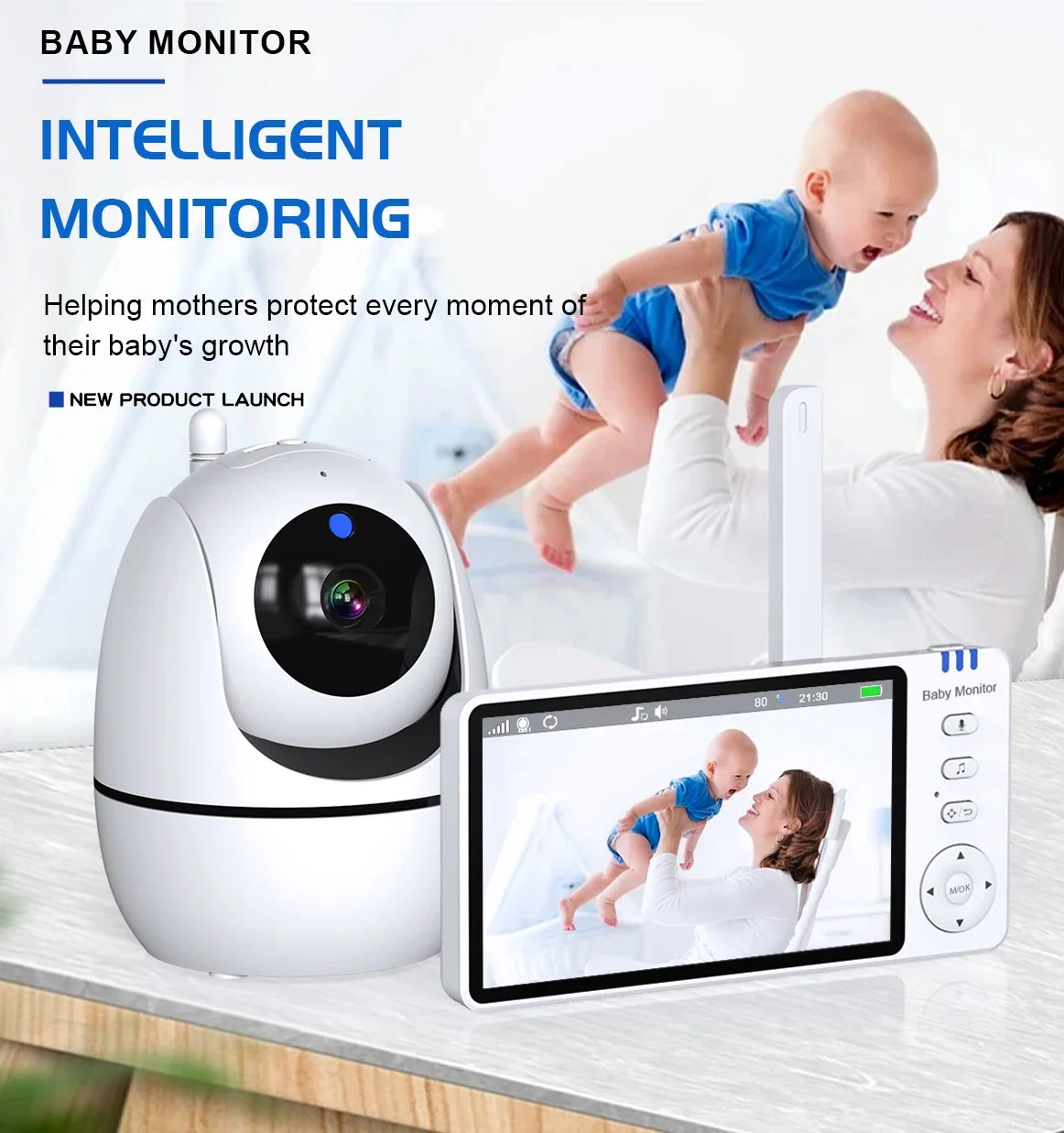 5" HD Video Baby Monitor – PTZ Camera & Night Vision