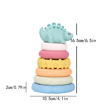 Dinosaur Stacking Tower Toy – Montessori Nesting Rings