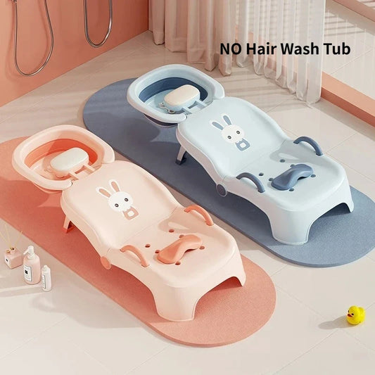 Children's Foldable Hair Washing Chair – Cartoon Shower Stool for Kids at Home