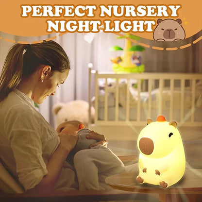 Capybara Silicone Night Light – USB Rechargeable Bedside Lamp