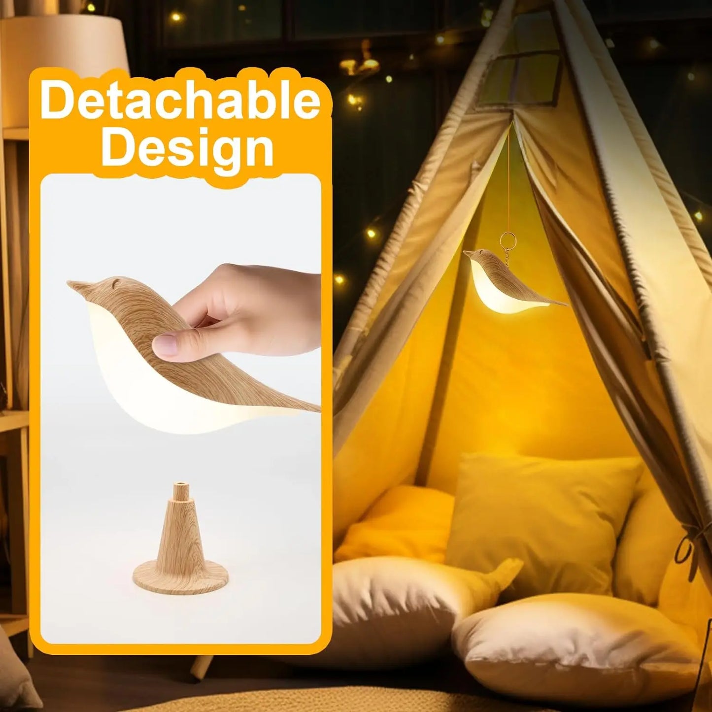Bird Touch Bedside Lamp for Kids – USB Rechargeable Night Light