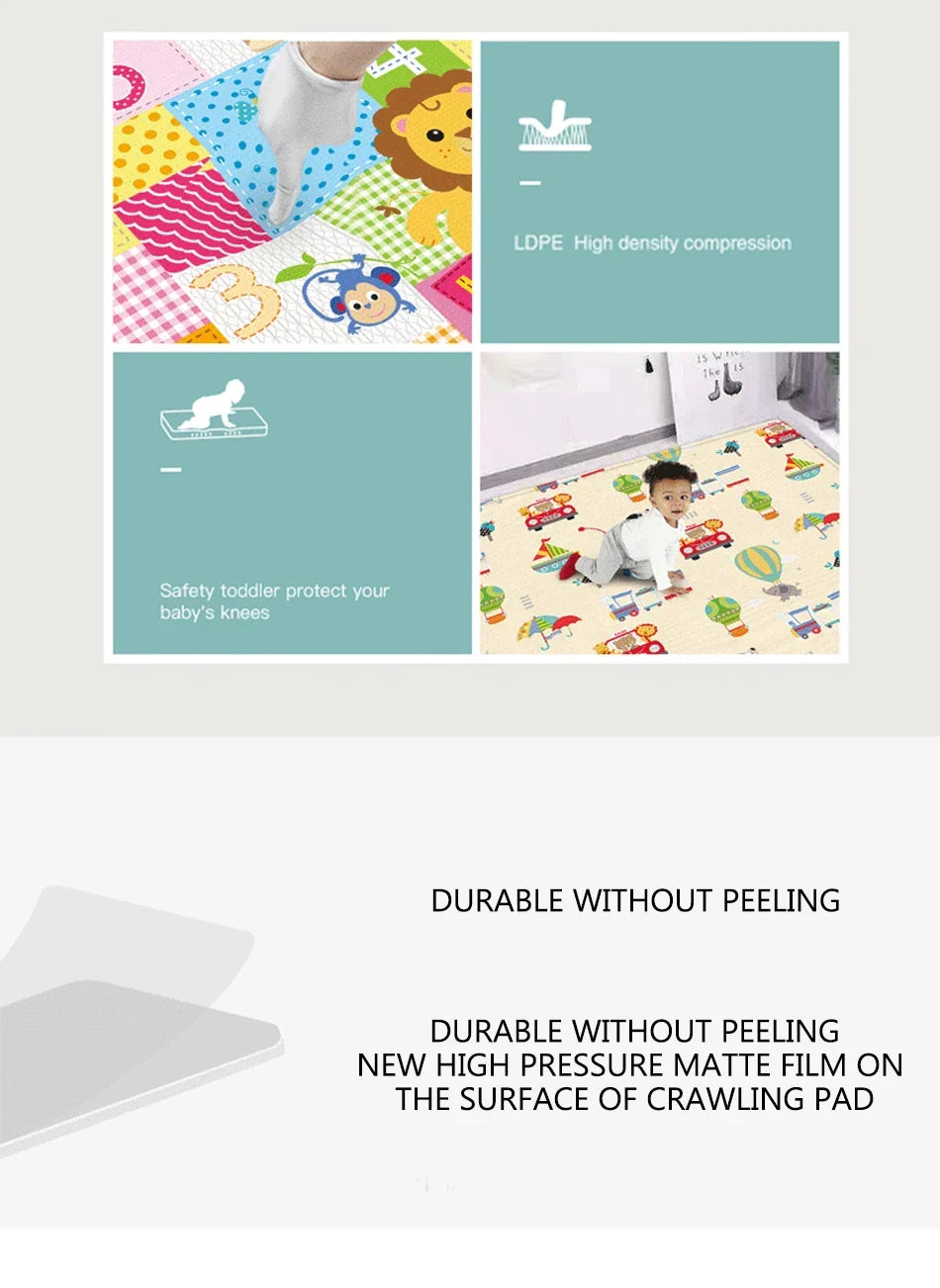 Double-sided Foldable Children Carpet Cartoon Baby Play Mat Educational Baby Activity Carpet Waterproof and Easy to Store