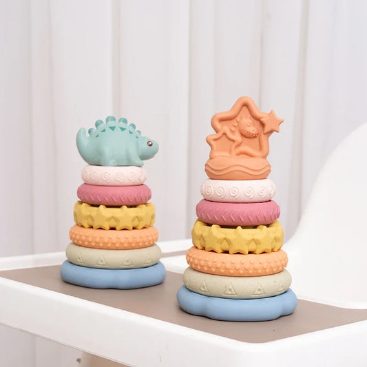 Dinosaur Stacking Tower Toy – Montessori Nesting Rings