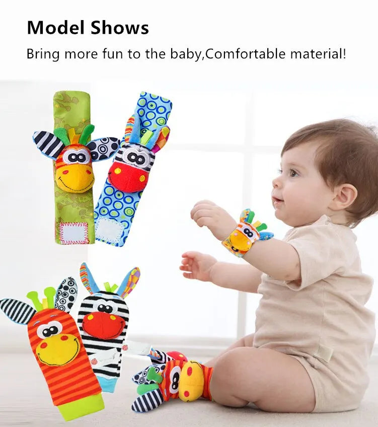 Baby Rattle Socks & Wrist Set – 4-Pack Sensory Toy