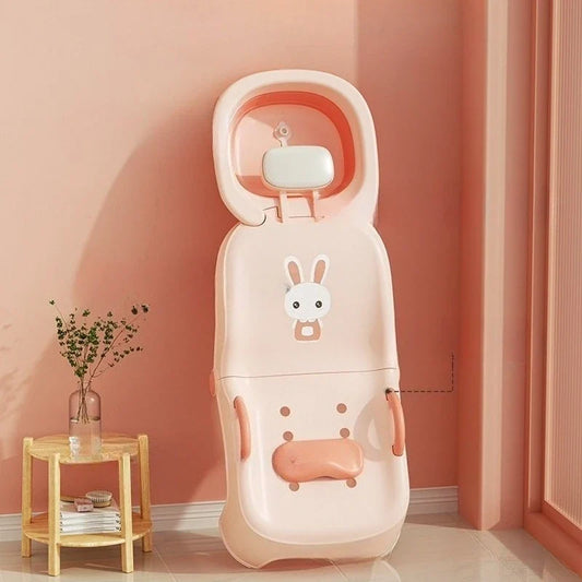 Children's Foldable Hair Washing Chair – Cartoon Shower Stool for Kids at Home