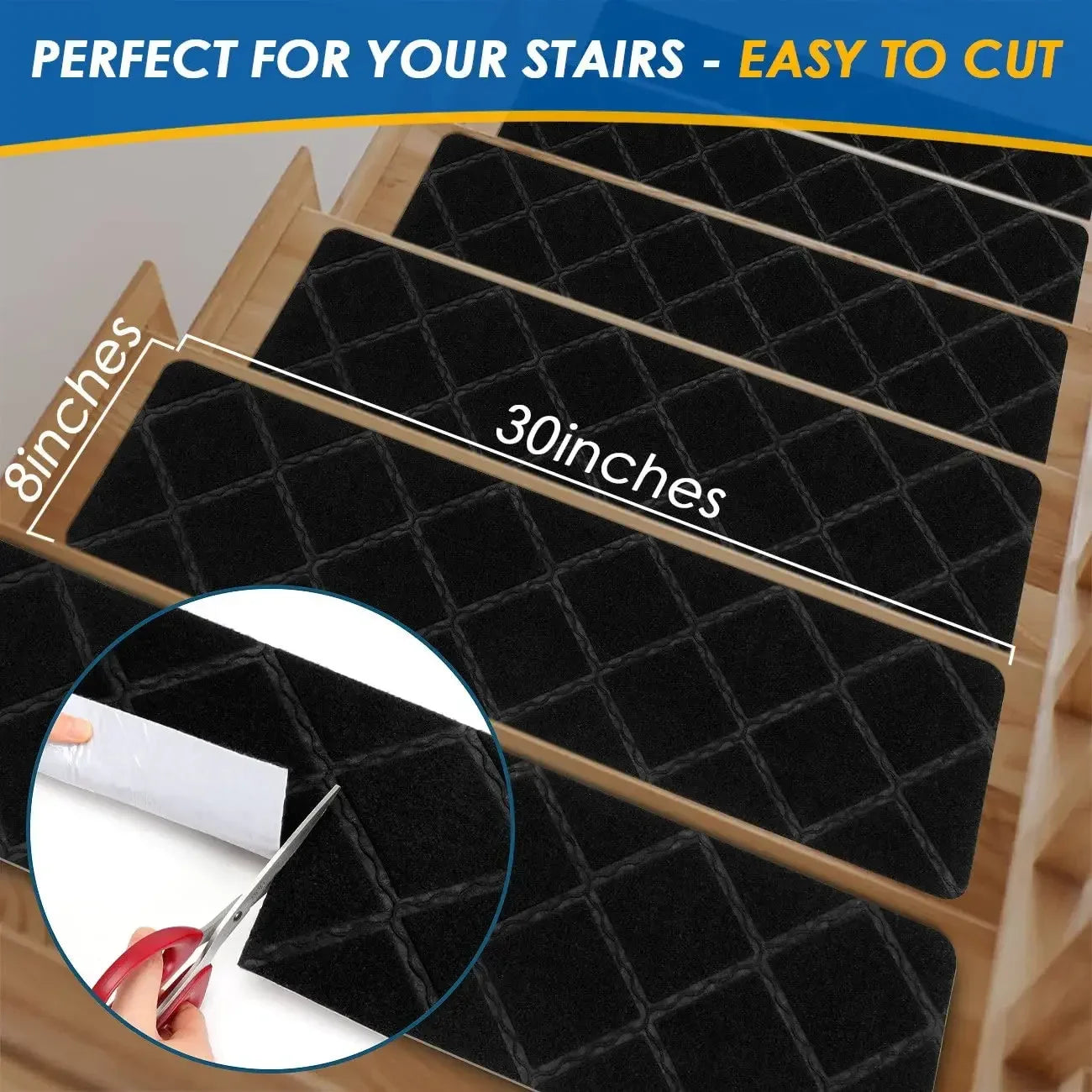 Stair Tread Carpet Mats Self Adhesive Non-Slip Water Absorption Stair Mat Step Rugs Safety Mute Floor Mats Pad