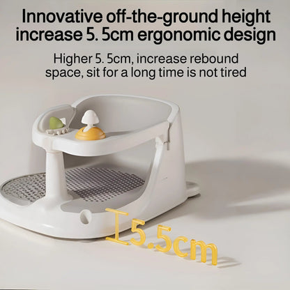 Baby Bath Seat with Temperature Sensor – Non-Slip Infant Bathtub Seat & Rinse Cup for 6M+