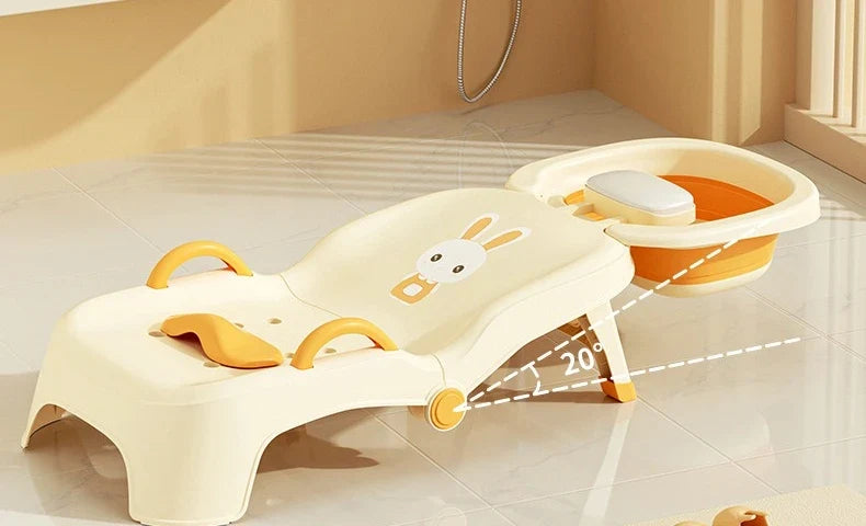 Children's Foldable Hair Washing Chair – Cartoon Shower Stool for Kids at Home