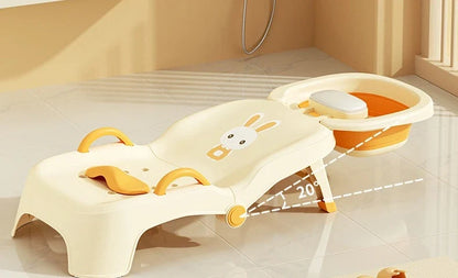 Children's Foldable Hair Washing Chair – Cartoon Shower Stool for Kids at Home