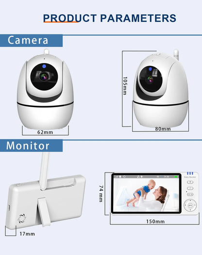 5" HD Video Baby Monitor – PTZ Camera & Night Vision