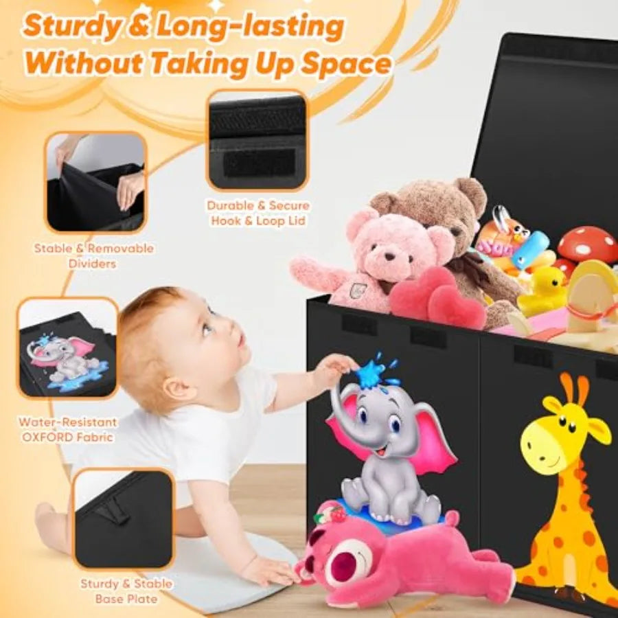 Collapsible Toy Box with Lid – Large Kids Storage Chest