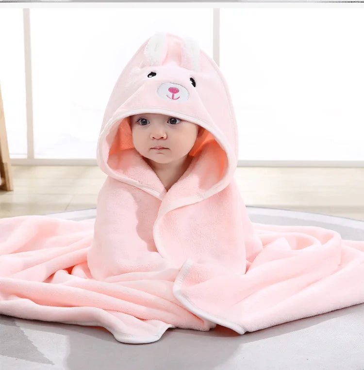 Baby Hooded Bath Towel – Super Soft Absorbent Bathrobe Blanket 80×80cm for Newborns