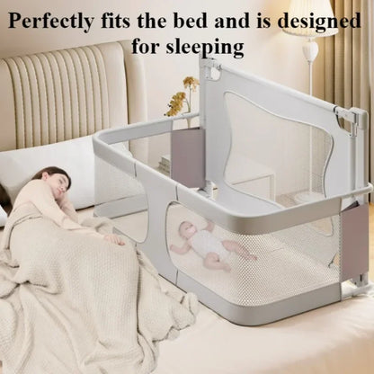Baby Bedside Breathable Foldable Bassinet Bed Crib with Visible Mesh Window and Soft Washable Liner Cover