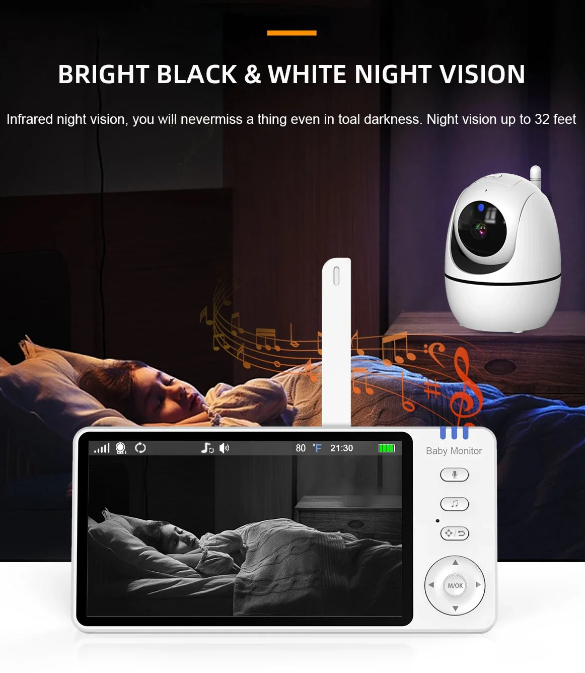 5" HD Video Baby Monitor – PTZ Camera & Night Vision