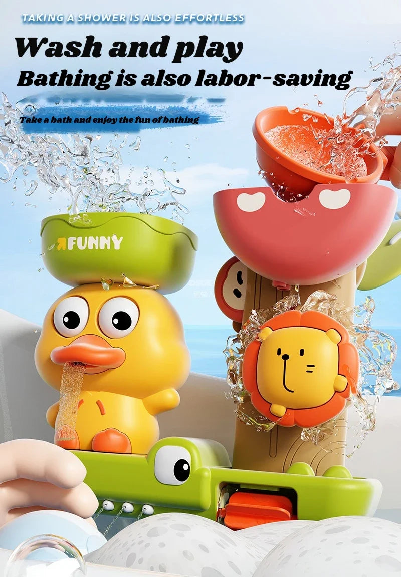 Duck & Flower Baby Bath Waterwheel Toy – Suction Cup Bathtub Toy for Kids 0–6 Years