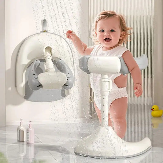 Non-Slip Baby Shower Stand – Foldable Adjustable Height Bath Support for Toddlers