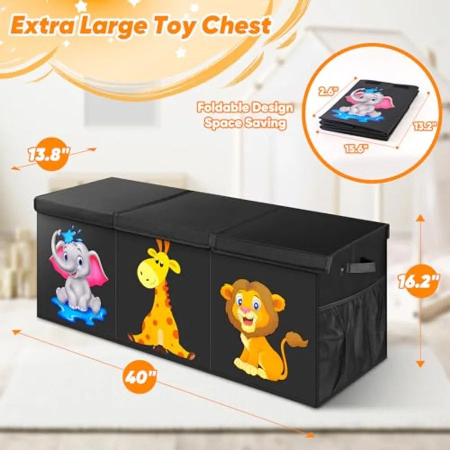 Collapsible Toy Box with Lid – Large Kids Storage Chest