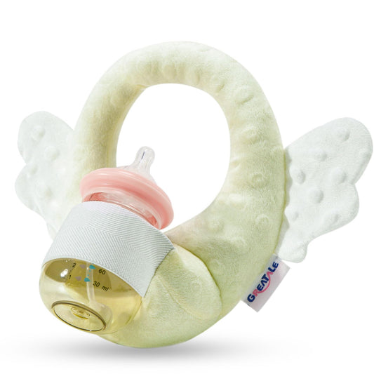 Baby Bottle Holder Cushion – Hands-Free Self-Feeding Pillow with Angel Wings